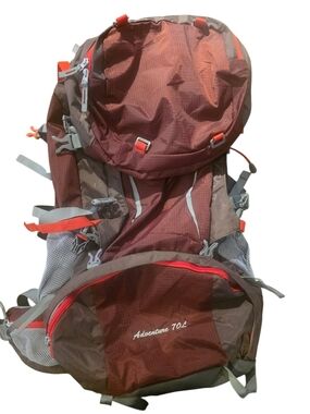 Adventure 70L Men’s Hiking Backpack in Brown & Red